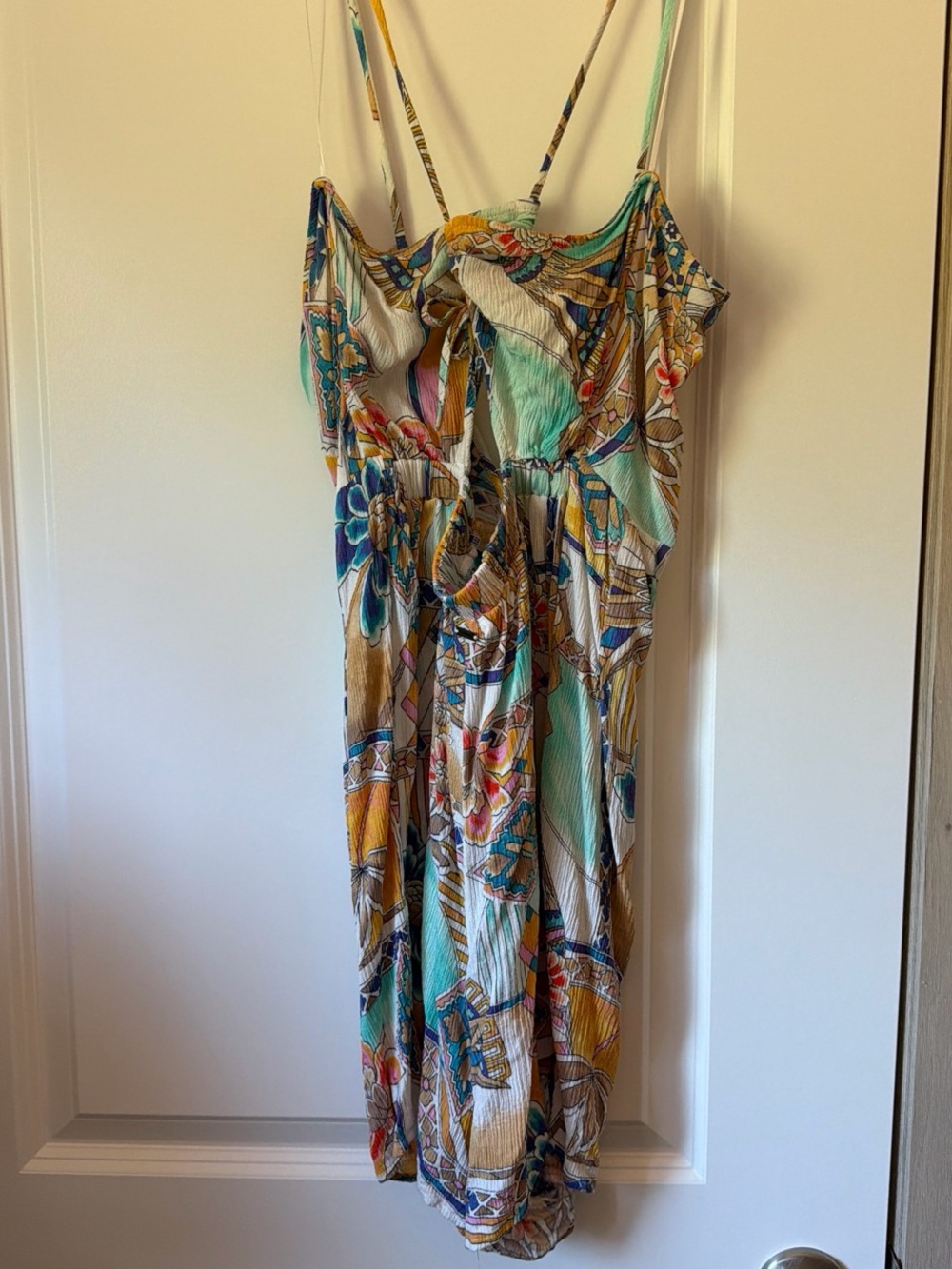 O'Neill Floral Midi Sundress in Aqua, Tan & Navy